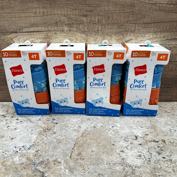 Hanes Other - 4X Hanes Briefs 10 Pack Toddler Boys Size 4T Multicolor Pure Comfort Tagless NIB